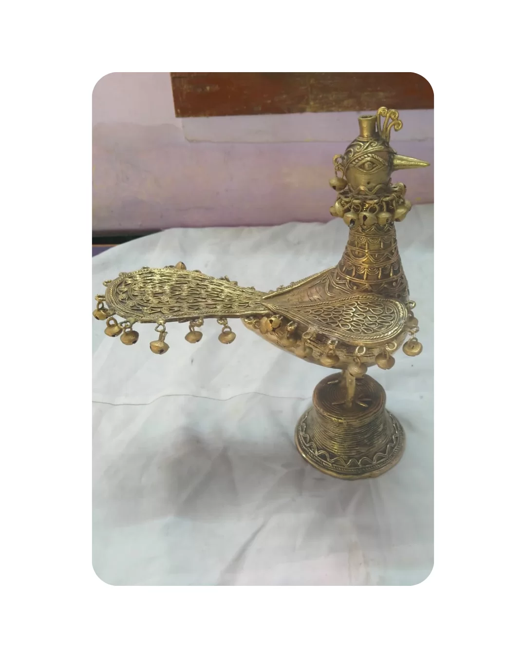Peacock Lamp Bell Metal Bhreva Art